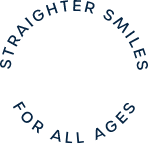 Circle shaped text saying straighter smiles for all ages