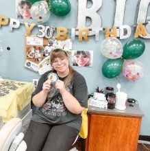 Orthodontic team member having thirtieth birthday party in orthodontic office