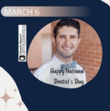 Doctor Ishani with text saying March 6 Happy National Dentist's Day