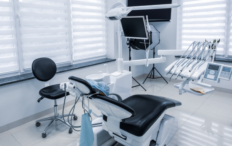 Sleek black orthodontic treatment chair
