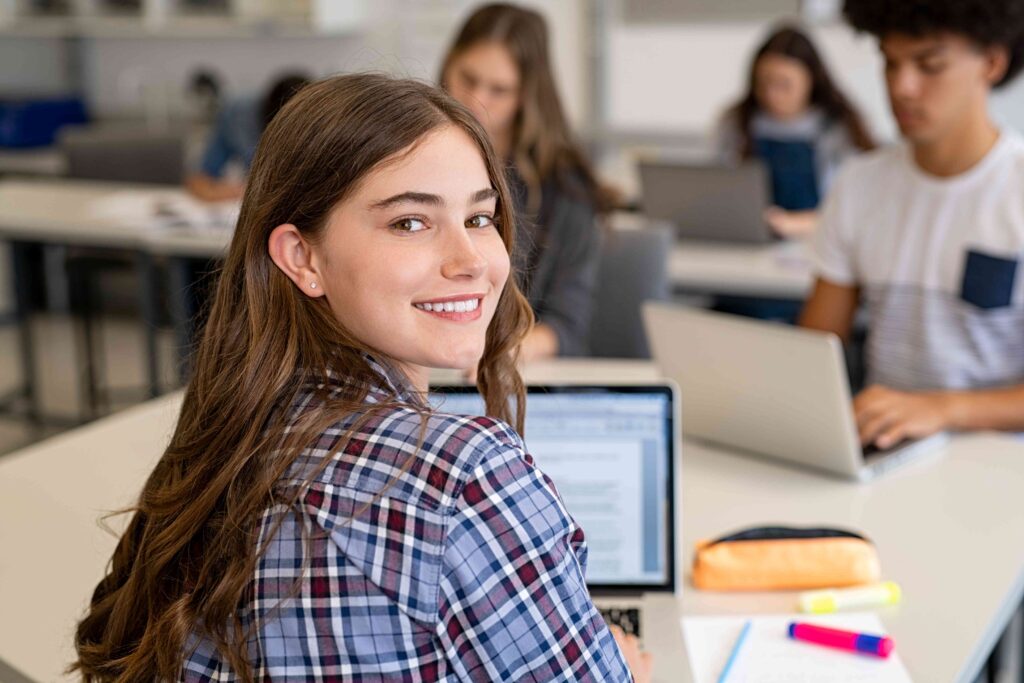 Teen at school